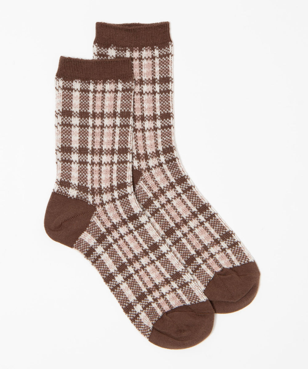 チェック柄ジャガードソックス(23-25cm)