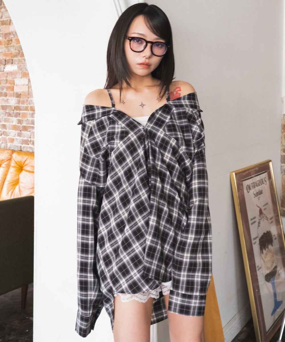 ブラックチェック１　モデル：159cm F着用