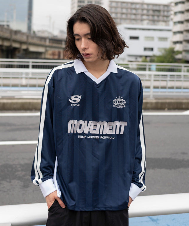 ラインゲームロゴロンT(LS)/ネイビー モデル：182cm L着用