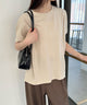 接触冷感フレンチスリーブT/ベージュ モデル：160cm F着用