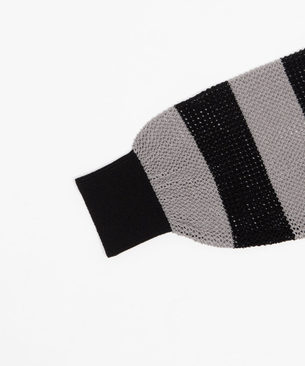 刺繍ロゴメッシュニットパーカー