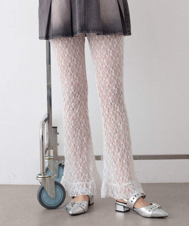 レースフリルパンツ/ホワイト　モデル：159cm F着用