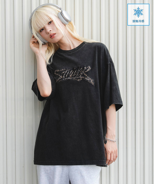 接触冷感グラフィックBIG　T（SS）/ブラックソノタ　モデル：166cm L着用