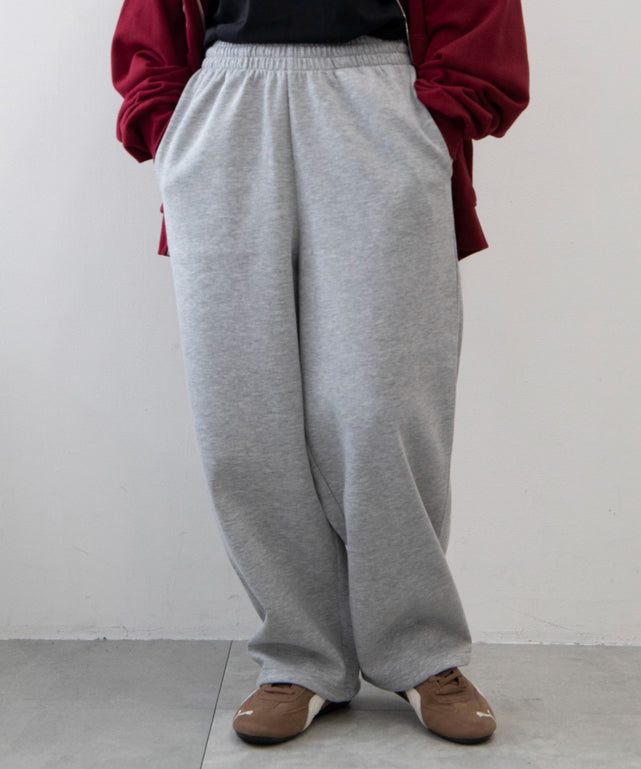ライトスウェットワイドパンツ(丈短め)/杢グレー　モデル：151cm S着用