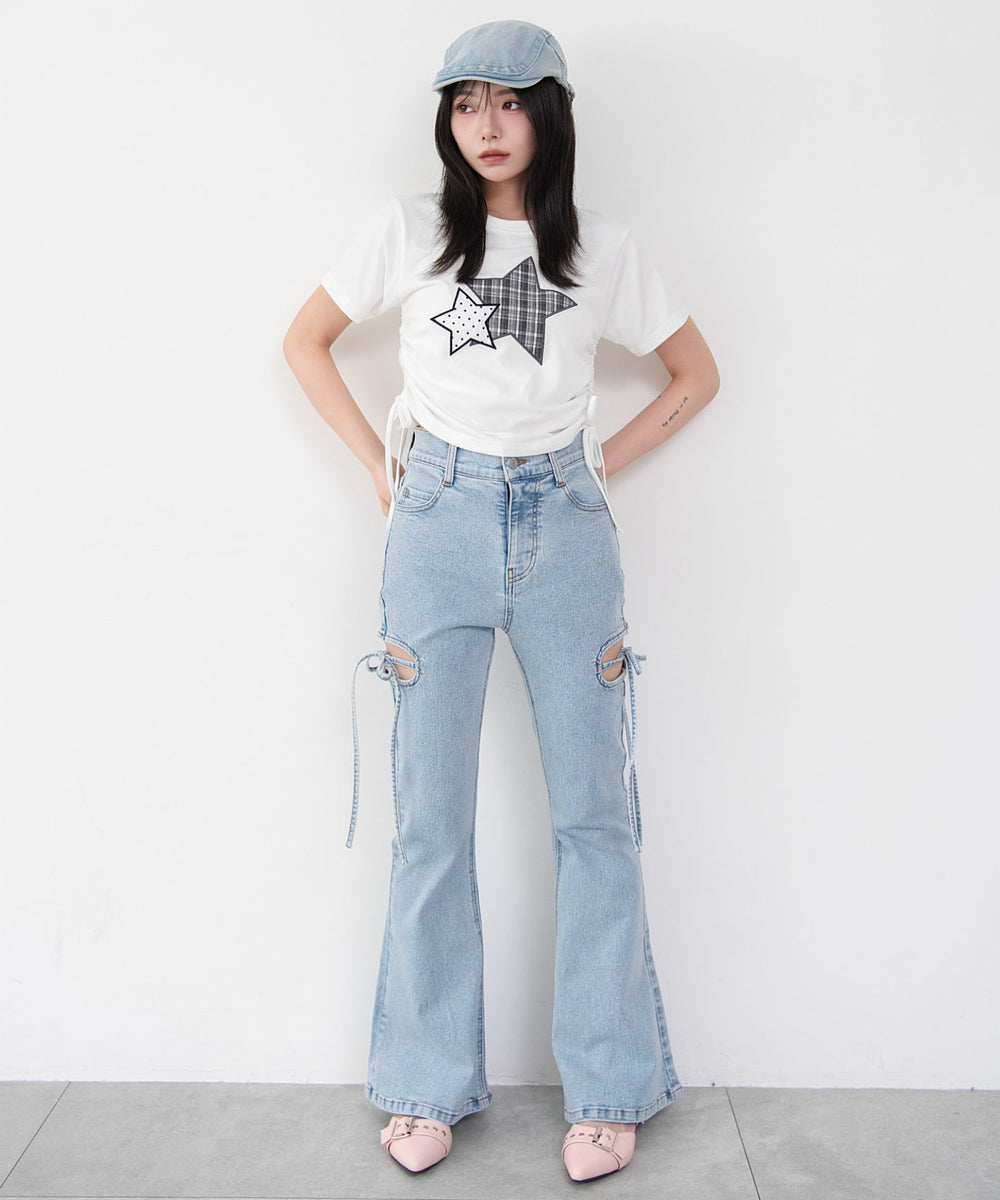 デニム淡加工　モデル：159cm M着用