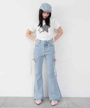 デニム淡加工　モデル：159cm M着用