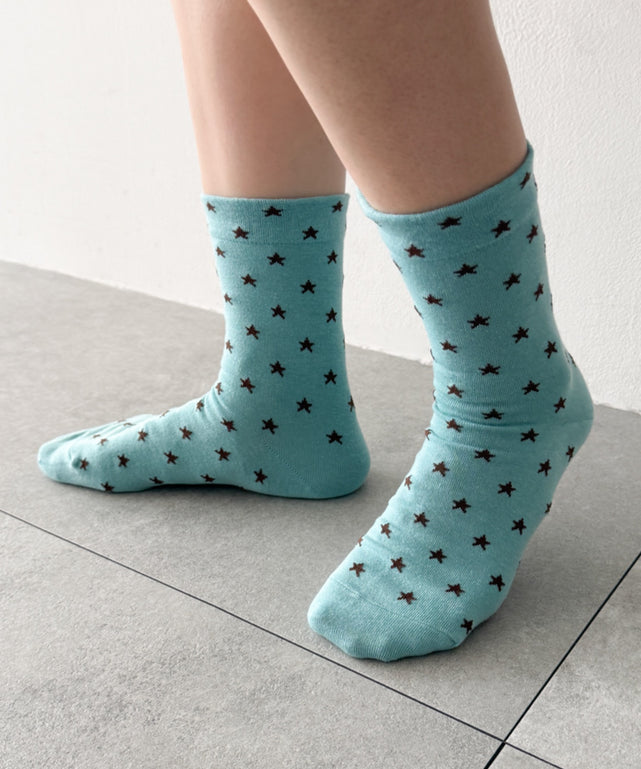 スター総柄ソックス(23-25cm)/ミント