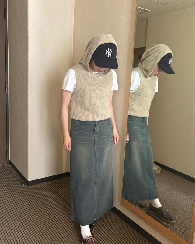 ノースリニットフーディ