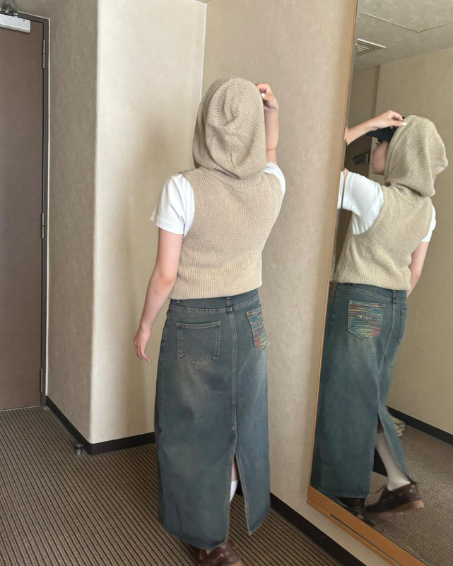 ノースリニットフーディ