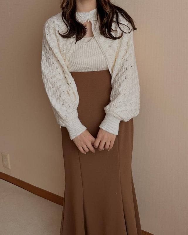 透かし編みアンサンブルニット