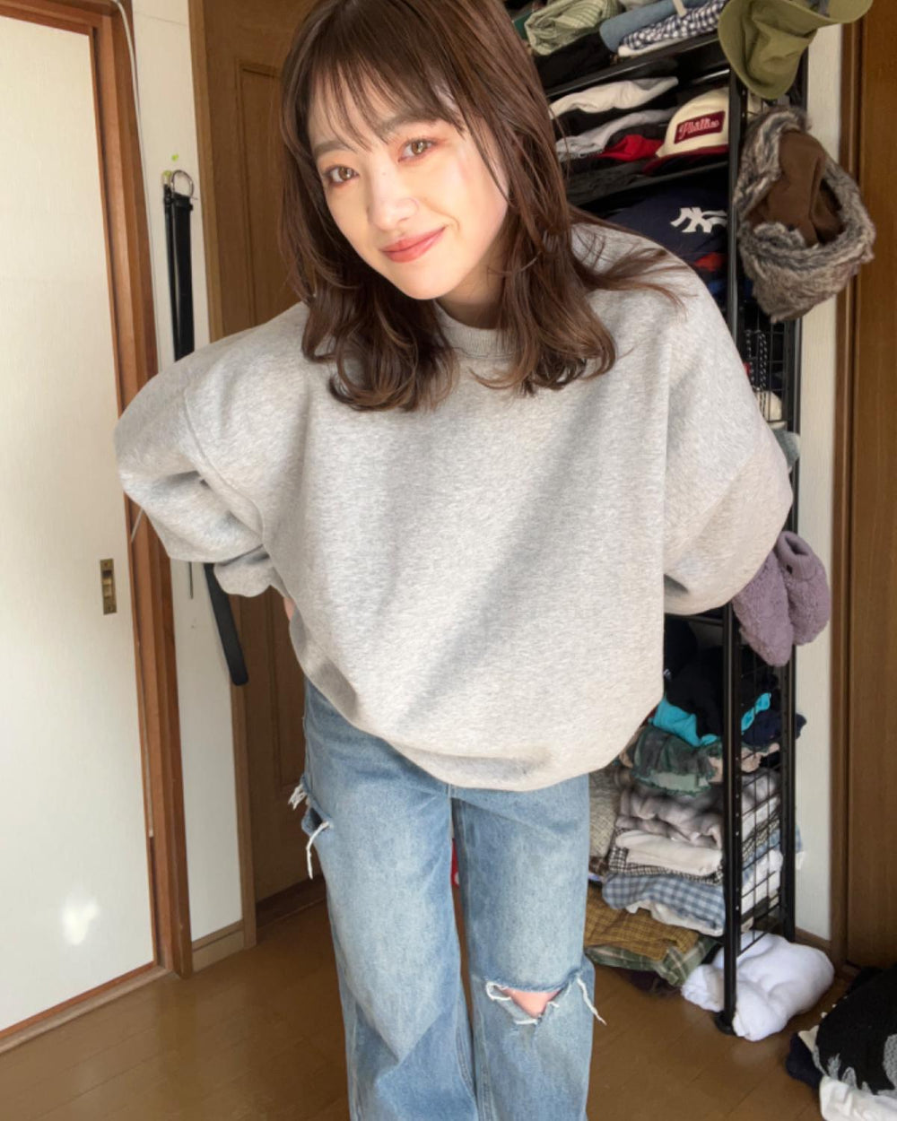 カッティングワイドデニム　