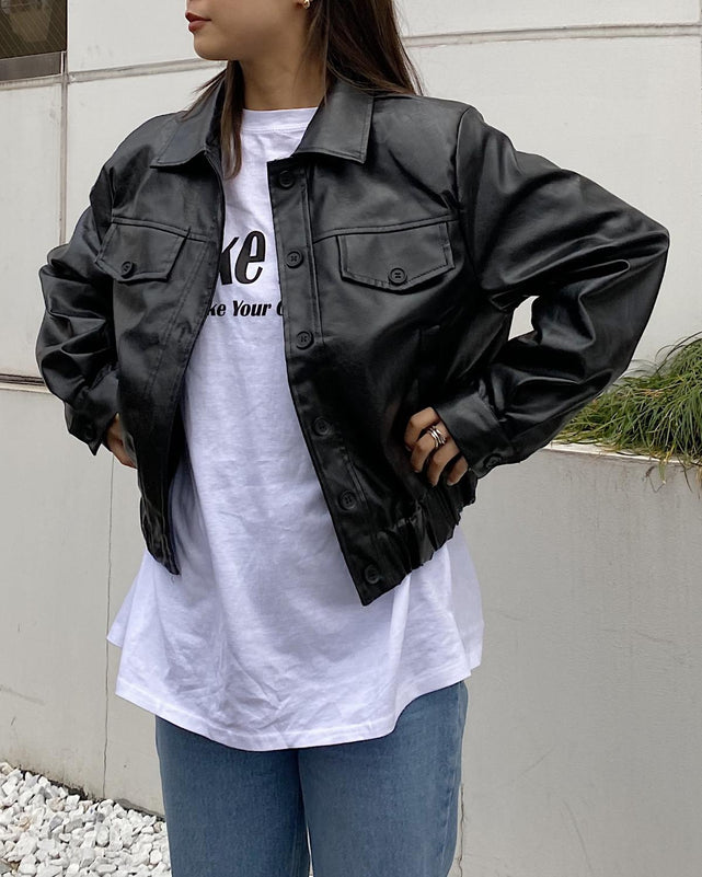 PUショートブルゾン