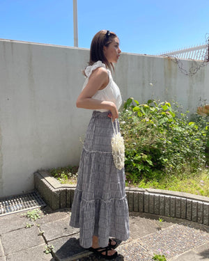 チェックティアードマキシスカート