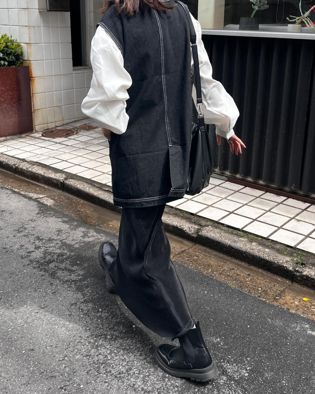 デニムミドルジレ