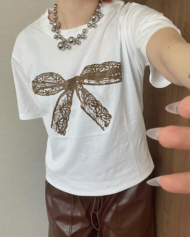 リボンプリントT
