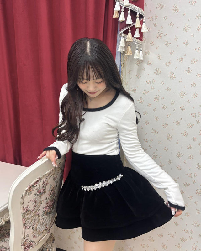 ポイントレースベロアミニスカート/ポイントレースベロアミニスカート