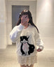 Vネックシャギーcatニット
