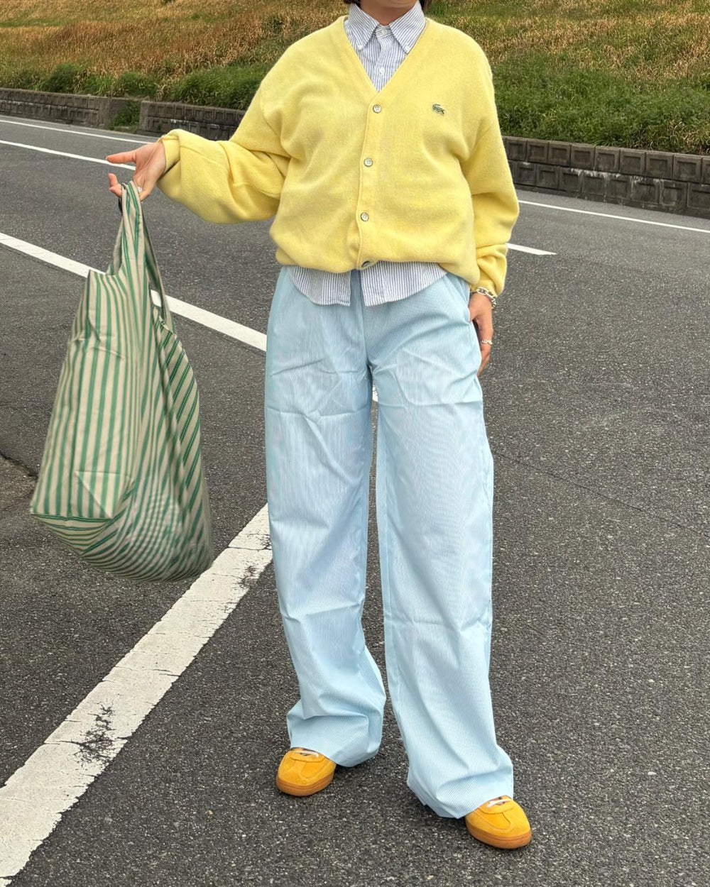 ストライプイージーロングパンツ