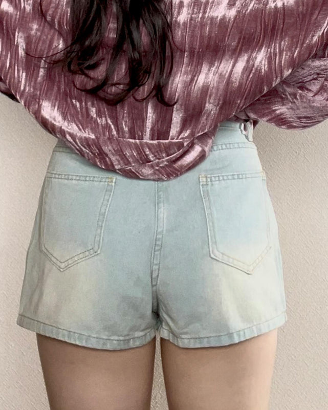 サイドリボンラップ風ショートパンツ