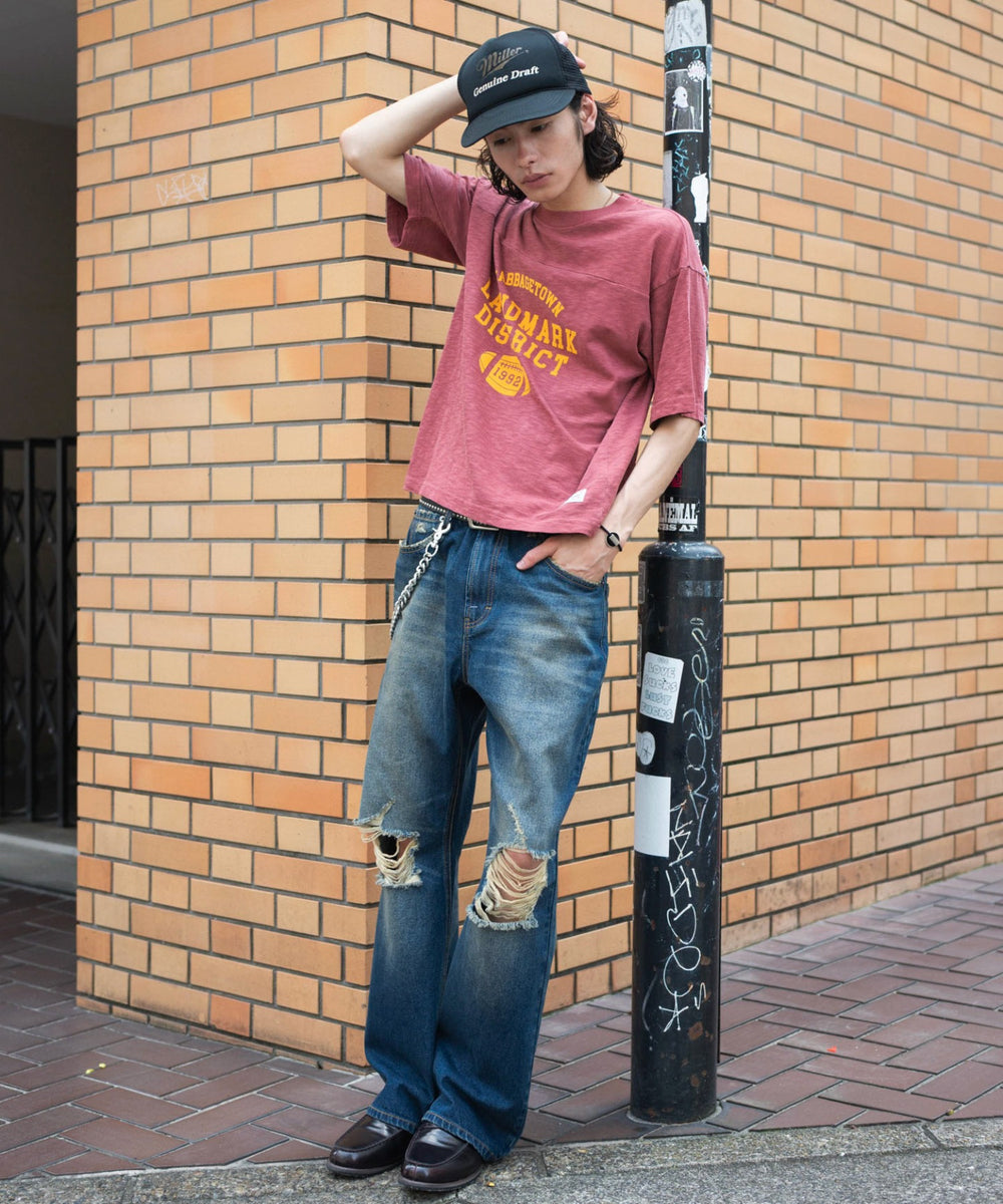 デニム中濃加工 モデル：182cm L着用