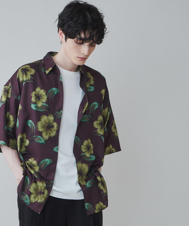 アムンゼン総柄BIGシャツ/柄7 モデル：180cm L着用