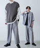 イージーケアセミワイドアンクルスラックス/Lグレー モデル：177cm L着用