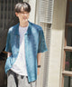 メッシュニットBIGシャツ/ターコイズ モデル：177cm L着用