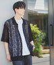メッシュニットBIGシャツ/ブラック モデル：177cm L着用