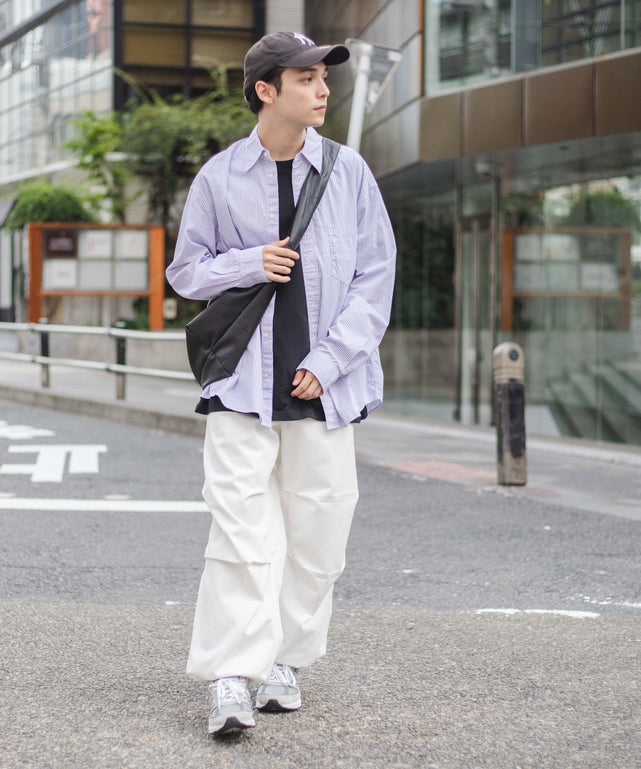 パープル系ストライプ　モデル：175cm 　L着用